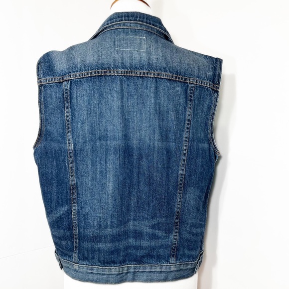 SOLD-Rag & Bone Distressed Denim Sleeveless Jean Vest, Jean Jacket - Picture 7 of 12